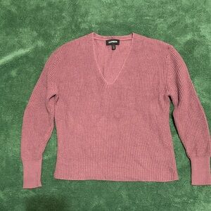 Express Women's Mauve V-Neck Sweater